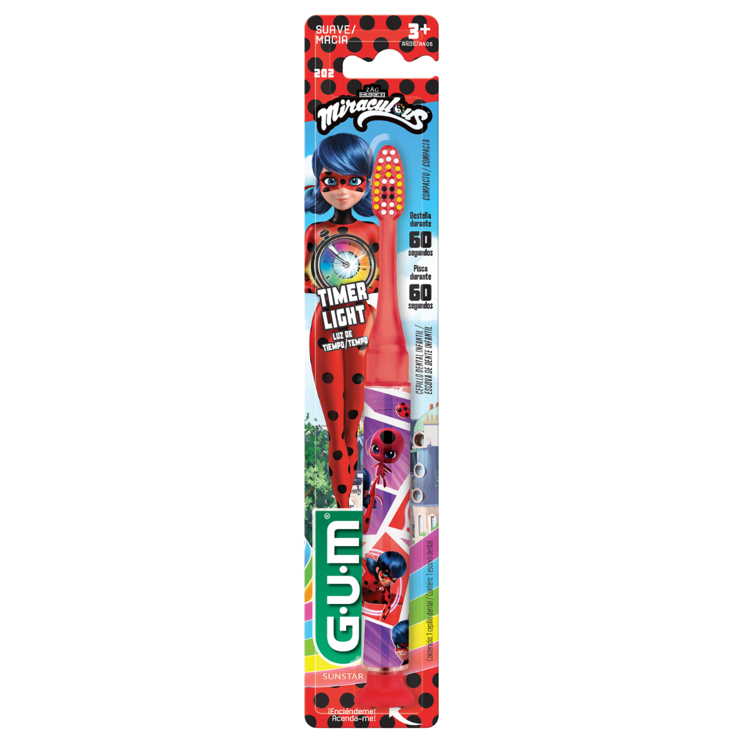 GUM® MIRACULOUS LADYBUG Cepillo Infantil con luz – Timer Light
